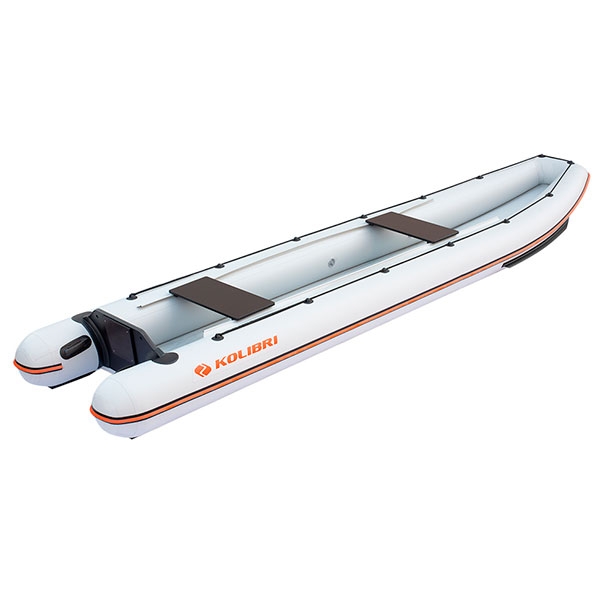 Надувное каноэ Колибри КМ-460С, с днищевым настилом Air Deck, для рыбалки и охоты, цвет светло-серый купить